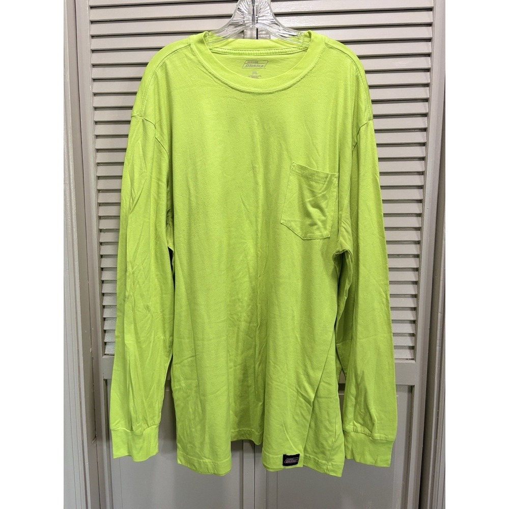 Dickies Neon Yellow Logo Crew Neck Short Sleeve T-Shirt Size 3TL Cotton‎ Work